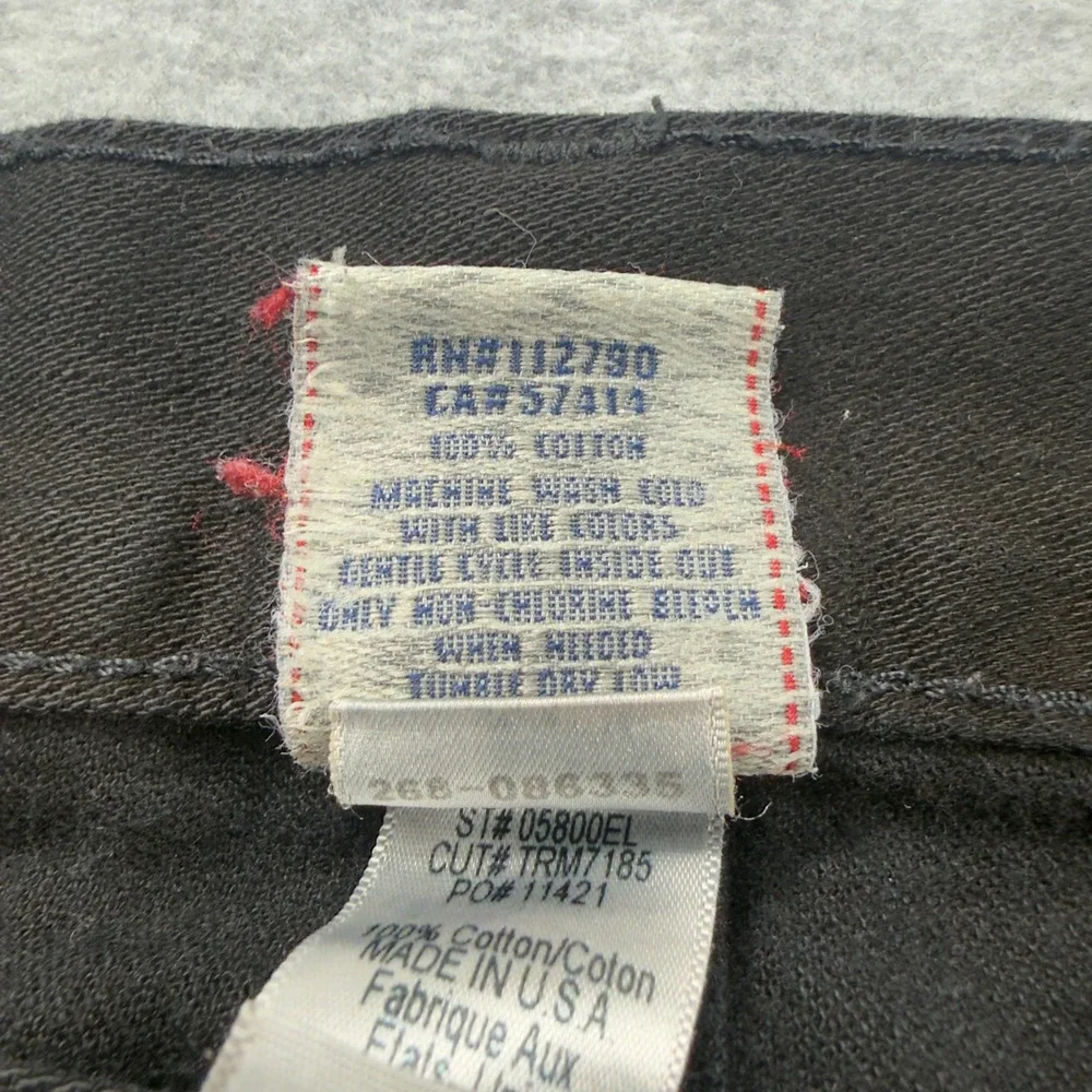 True Religion Straight Leg Bobby Jeans Mens 40 Black Raw Hem Made in USA Denim